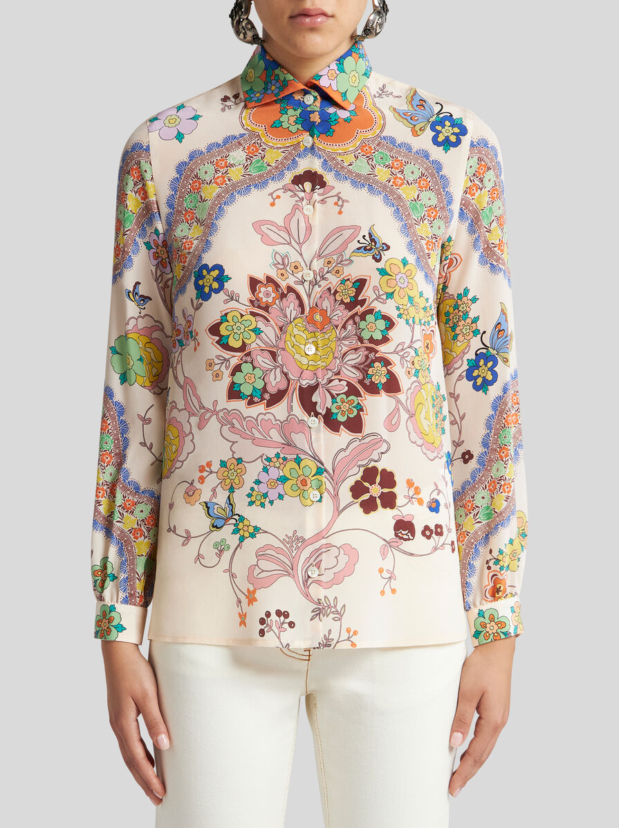 SILK SHIRT WITH FLORAL PRINT
