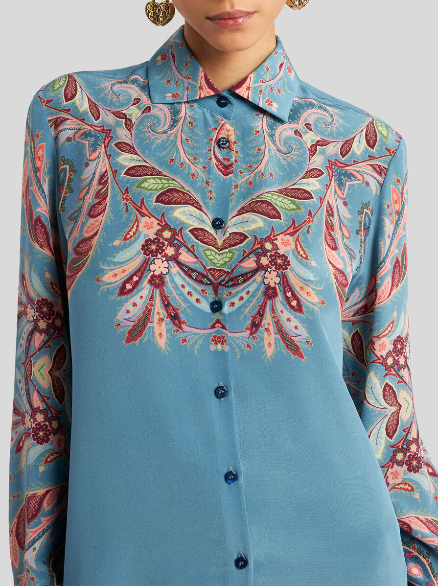 エトロ　シルク100% 半袖カットソー 美品✨ETRO エトロ シルク100 半袖 ボートネック カットソー 40