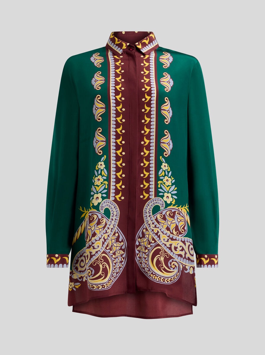 Tシャツ・カットソー ETRO SS24 PRINTED SILK SHIRT (WRIA0009_AK024X0800) Etro Paisley Print Shirt - Green - Women | WRIA0019AK777X0874
