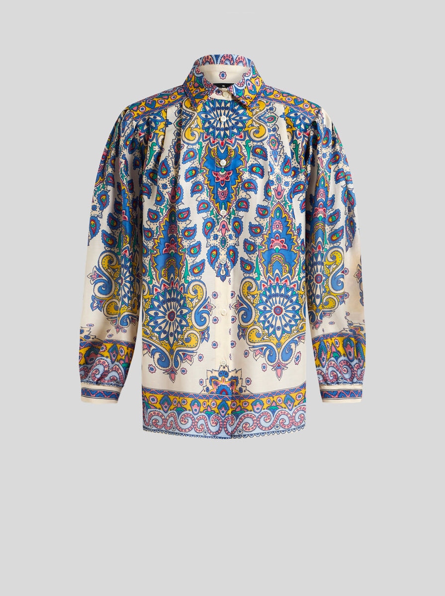 Tシャツ・カットソー ETRO SS24 PRINTED SILK SHIRT (WRIA0009_AK024X0800) Etro Printed Silk Button-Front Shirt | Saks Fifth Avenue