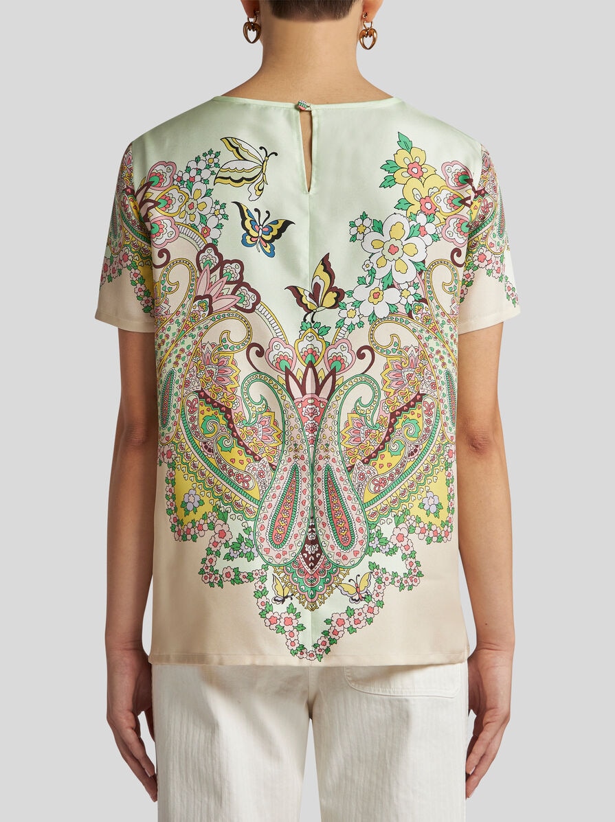 【ETRO】プリント シルクブレンド Tシャツ プリント シルクブレンド Tシャツ | エトロ