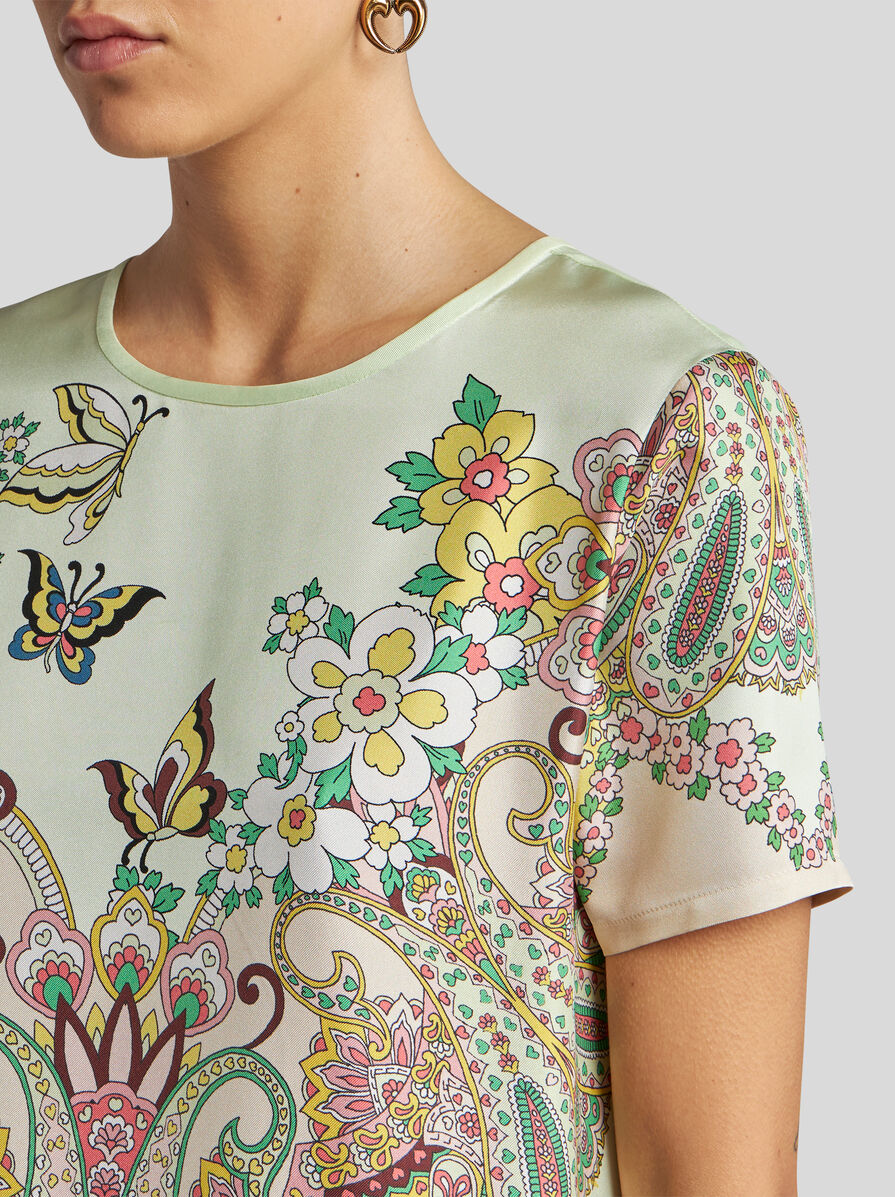 【ETRO】プリント シルク ブレンド Tシャツ プリント シルクブレンド Tシャツ | エトロ
