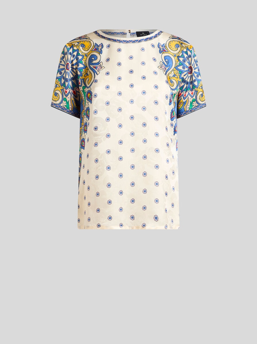 【ETRO】プリント シルクブレンド Tシャツ プリント シルクブレンド Tシャツ | エトロ