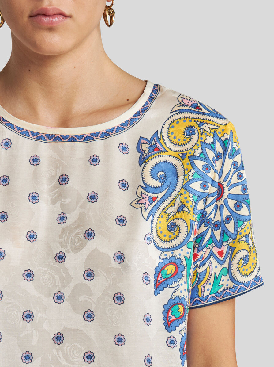 【ETRO】プリント シルク ブレンド Tシャツ プリント シルクブレンド Tシャツ | エトロ