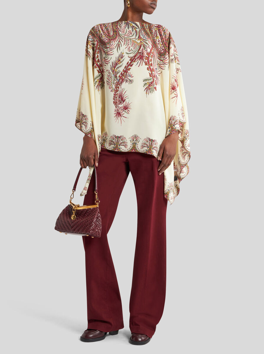 美品❤︎ETRO シルクポンチョ エンジニアードプリント シルク ポンチョ トップス | エトロ