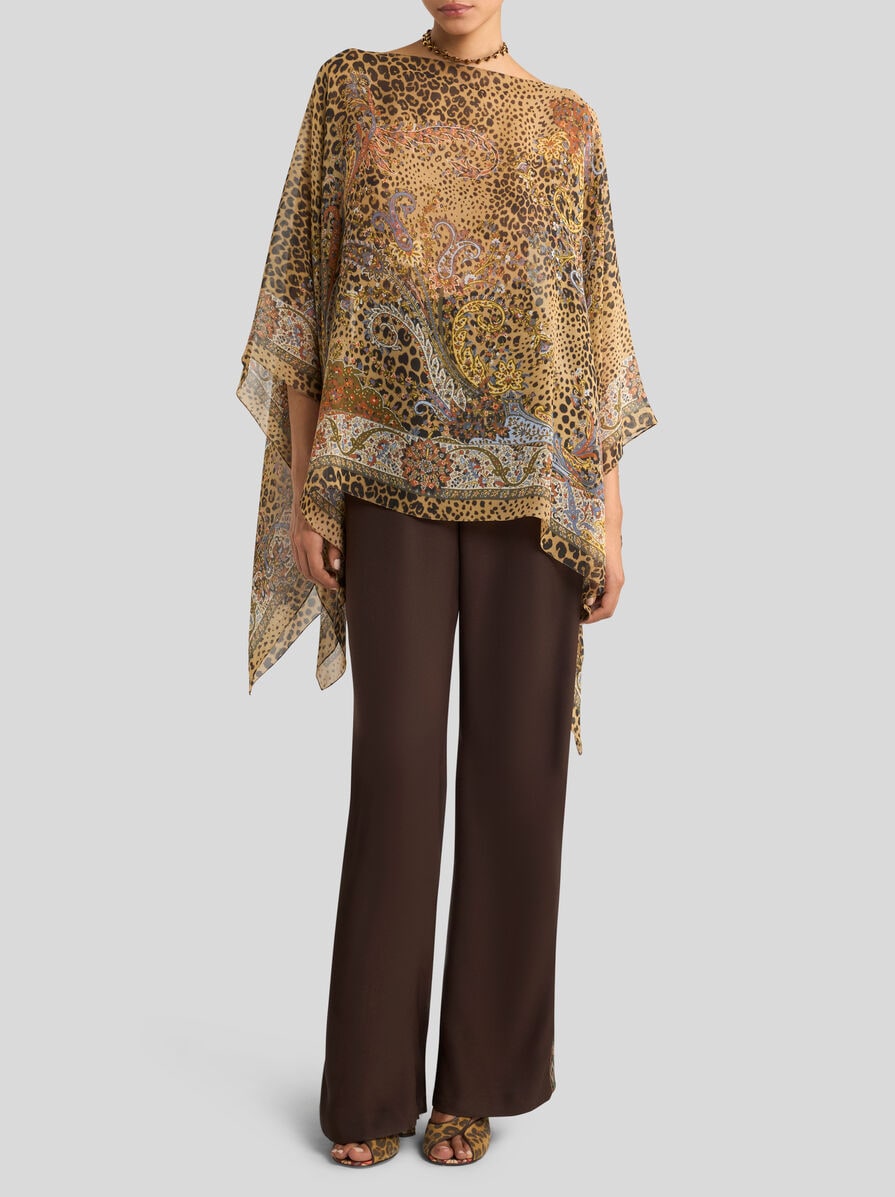 ETRO フローラルペイズリー　シルク　チュニック ポンチョ ペイズリー＆アニマルモチーフ シルク ポンチョ トップス | エトロ