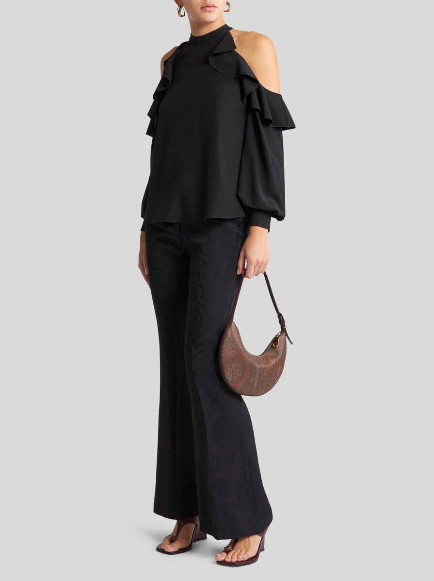SILK TOP WITH OPEN SHOULDERS AND RUFFLES | Tops | ETRO