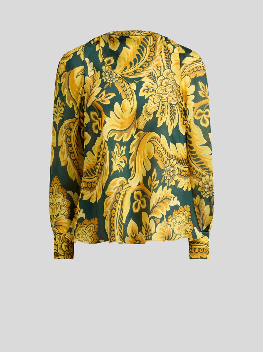 PEAU D'ANGE SILK BLOUSE WITH FLOWER AND BEE MOTIF | Tops | ETRO