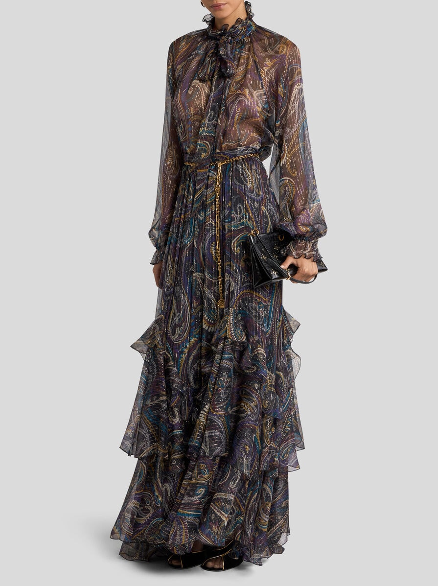 極美品⭐️エトロ　ジレ　ペイズリー柄　シルク　コットン　切替　コーデュロイ　52 ペイズリーリーフモチーフ シルク ブラウス | エトロ