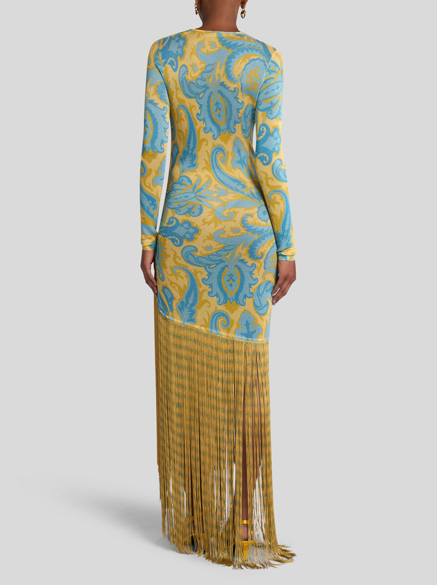 LONG DRESS WITH DRAPE AND FRINGE | Dresses | ETRO