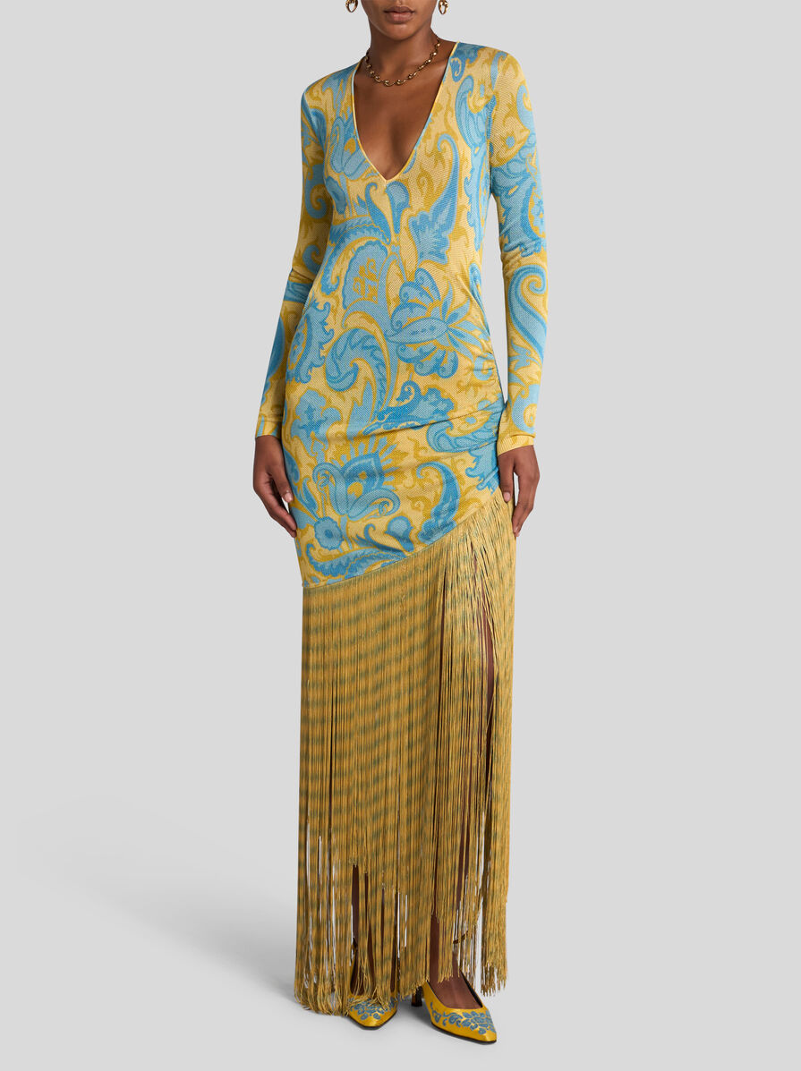 ワンピース ETRO SS23 DEGRADE DRESS (12596_43670750) Semi sheer polka dot silk cowl neck maxi dress - 'Gisele