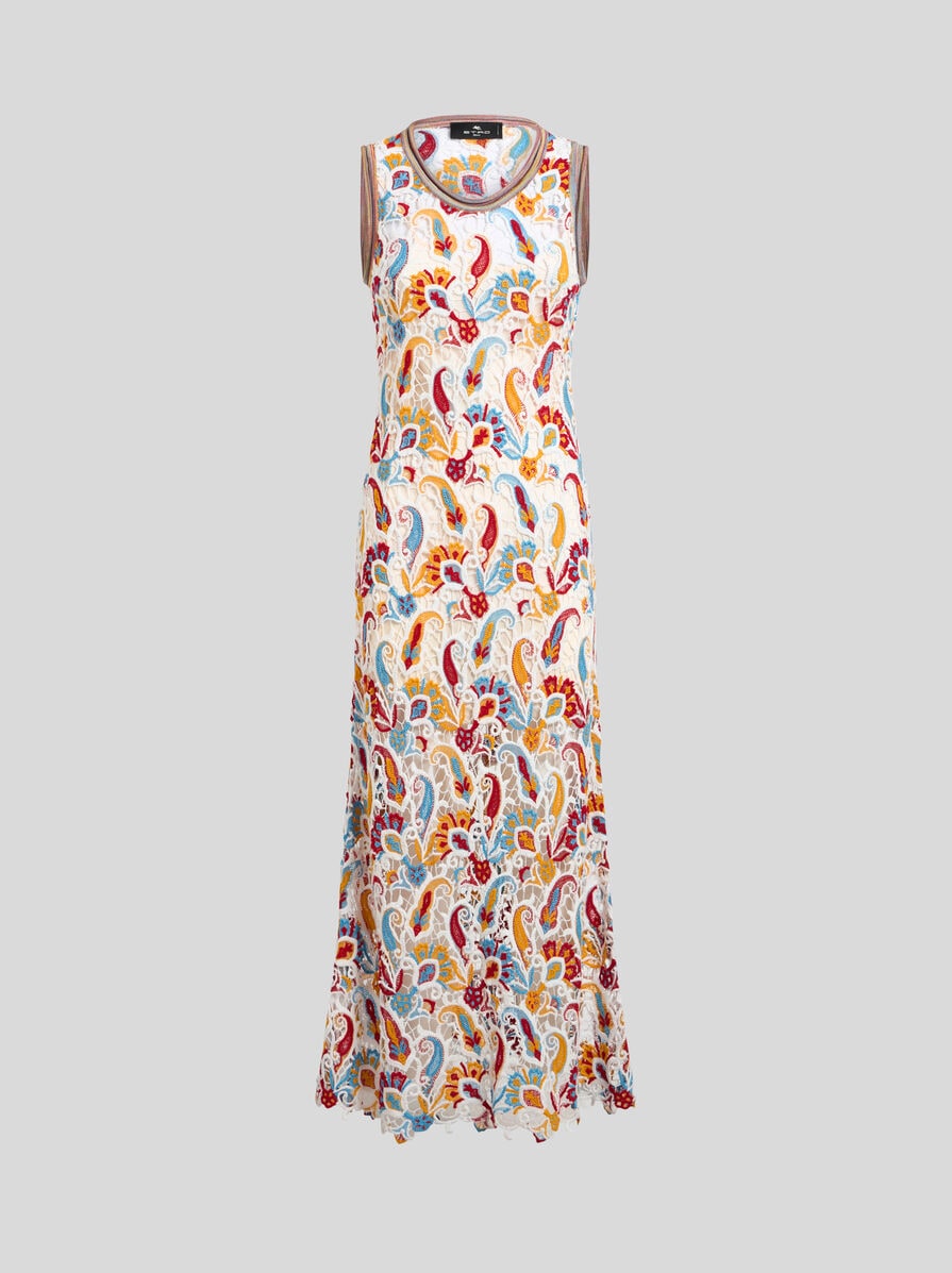 PAISLEY MACRAMÉ LONG DRESS | Dresses | ETRO