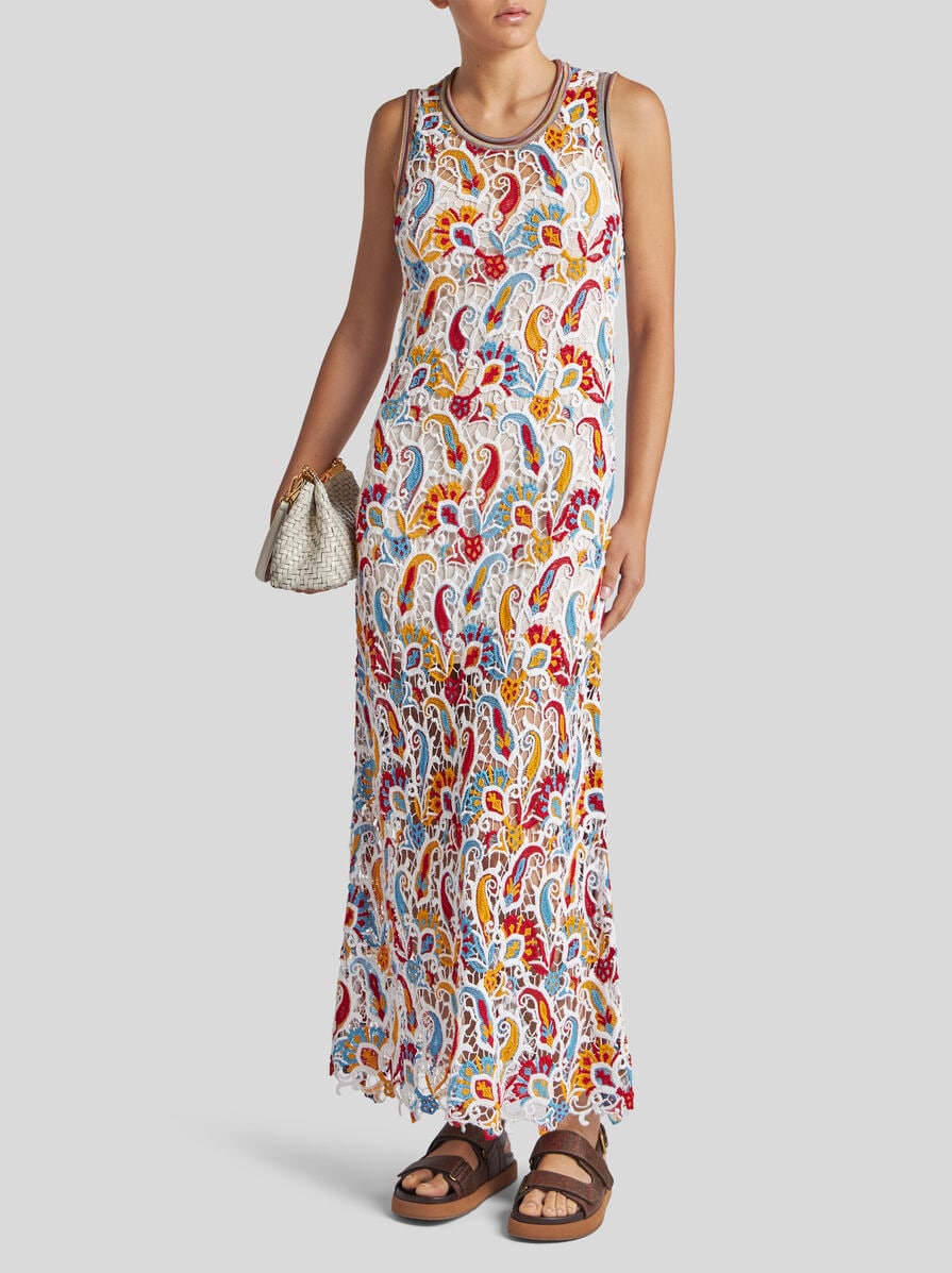 PAISLEY MACRAMÉ LONG DRESS | Dresses | ETRO