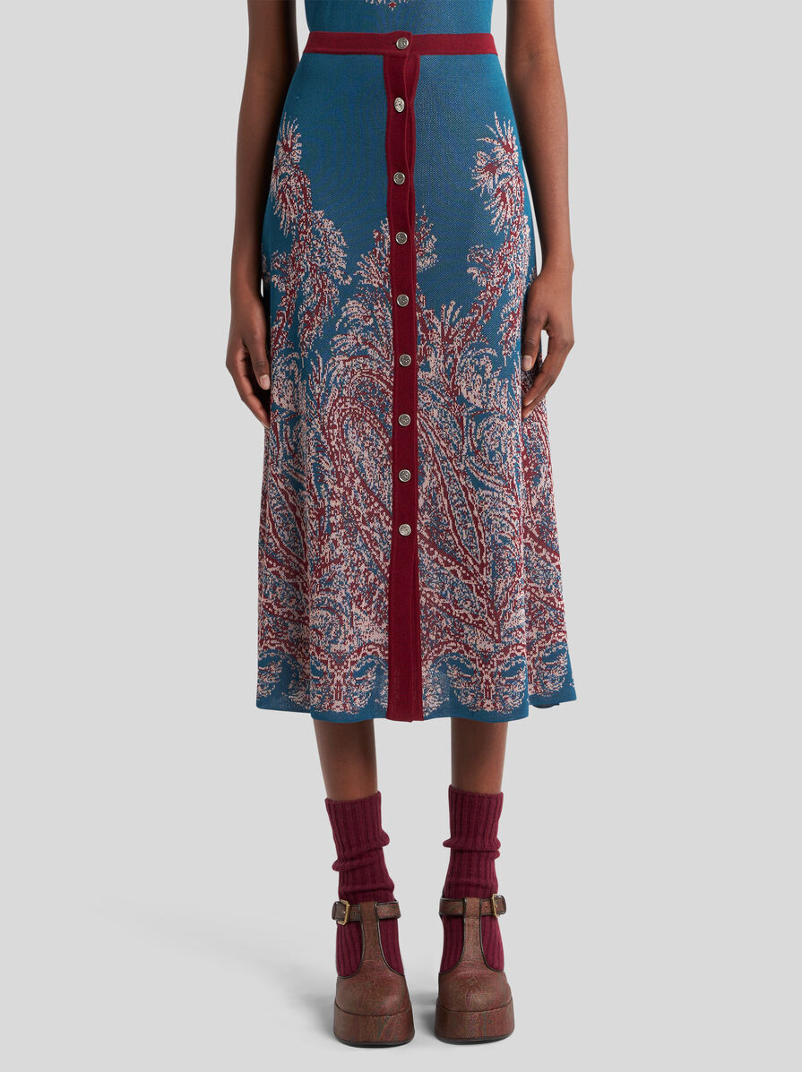 ETRO エトロ スカート ジャカード ペイズリー バックスリット フローラル ペイズリー ジャカード スカート