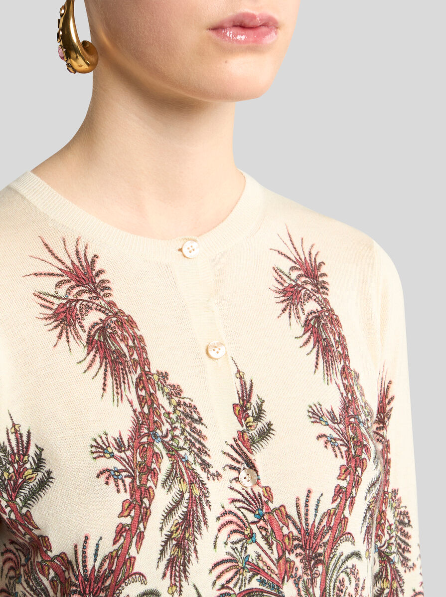 SILK AND CASHMERE CARDIGAN WITH PLACED PRINT | Knitwear | ETRO