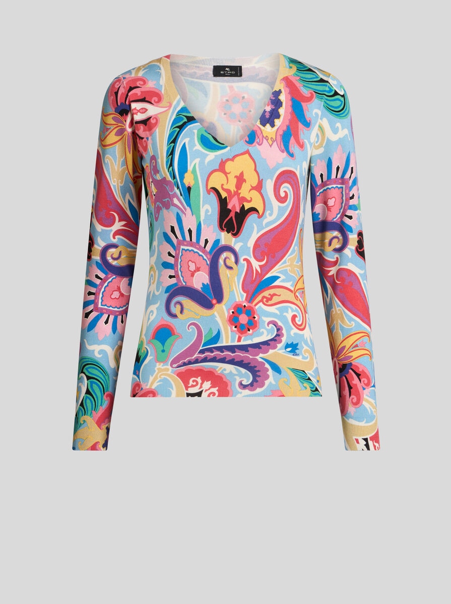 SWEATER WITH MULTICOLOURED FLORAL PRINT | Knitwear | ETRO
