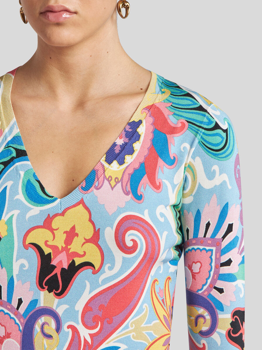 SWEATER WITH MULTICOLOURED FLORAL PRINT | Knitwear | ETRO