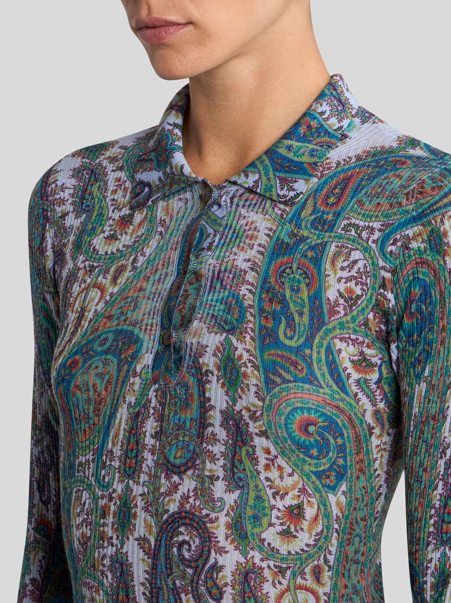 ボタニカル ペイズリーモチーフ リブ ウール ポロシャツ | エトロ