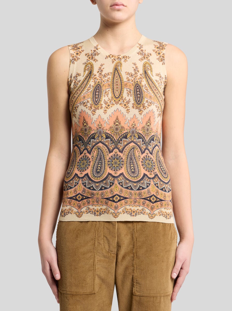 ETRO エトロ 襟 シルク フリル ニットトップス 44 ブラック 良品 ETRO エトロ 絵画プリント シルク100% シャツワンピース 44