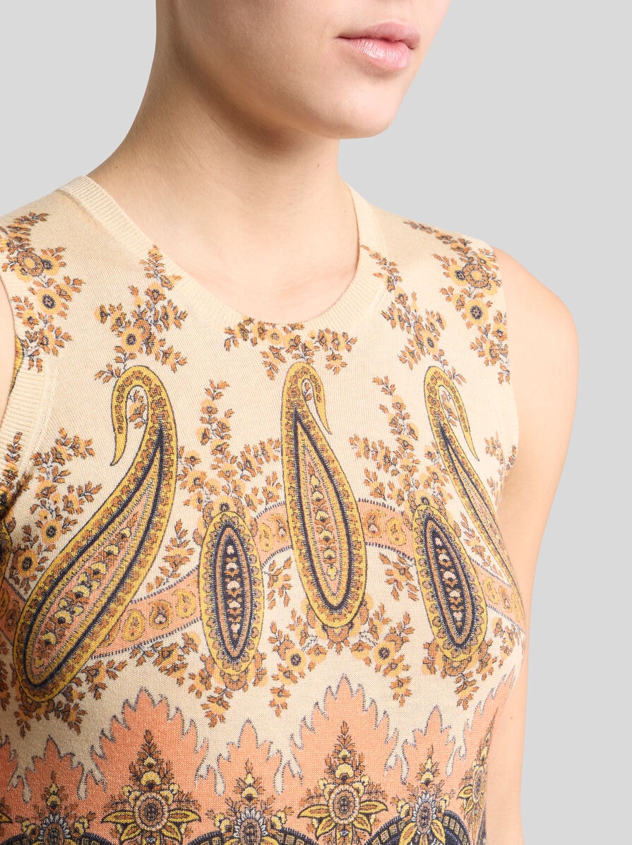 ETRO シルクイブニングトップス プリント シルク&カシミア トップス | エトロ