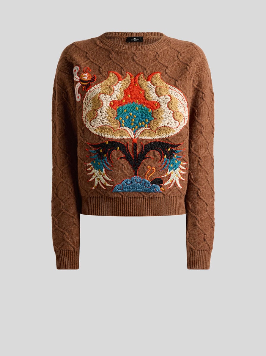 【送料&関税込】Etro Logo Embroidery Sweater ETRO Beige wool sweater with embroidery | TheDoubleF