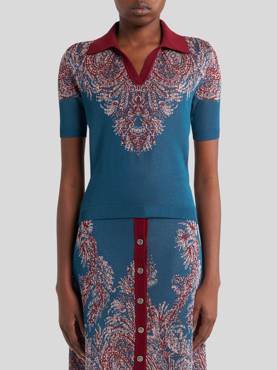 ETRO ペイズリー ニット ポロドレス ネイビー ETRO ペイズリー ニット ポロドレス ネイビー (ETRO/ワンピース