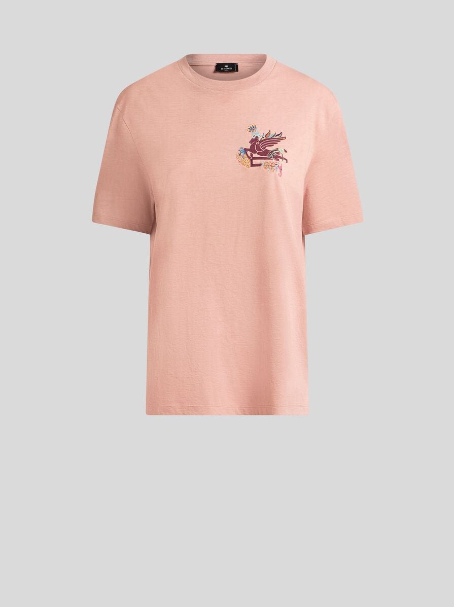 国内発 ETRO ロゴペガソコットンクルーネック半袖Tシャツ ETRO エトロ 半袖 Tシャツ 1Y020 9130 メンズ ペガソ 刺繍