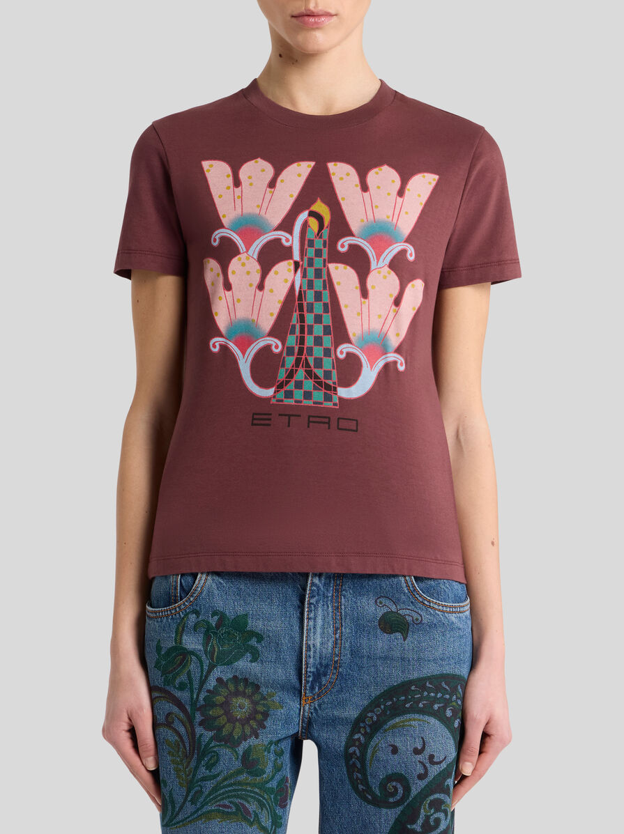 Tシャツ・カットソー ETRO FW25 Printed cotton shirt (MRIB000199SA5M1 X0883) Etro men's crew-neck cotton T-shirt with floral pattern