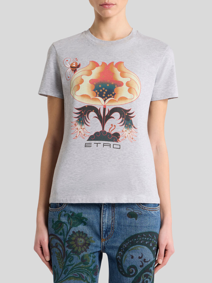 COTTON T-SHIRT WITH PRINT AND LOGO | Sweatshirts And T