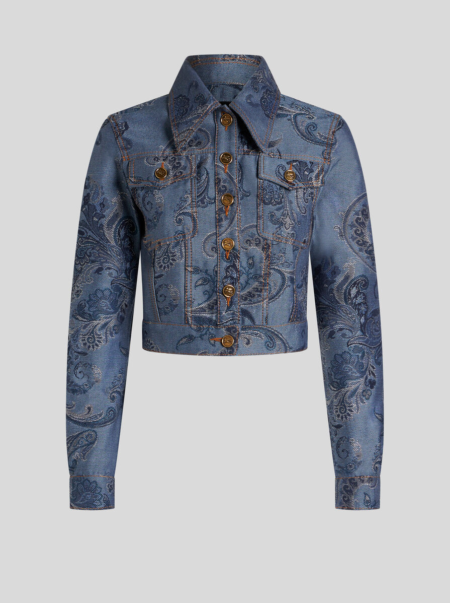 【Etro】Floral Paisley Jacquard Denim Hairpin Etro Floral Paisley Jacquard Jacket - Bergdorf Goodman
