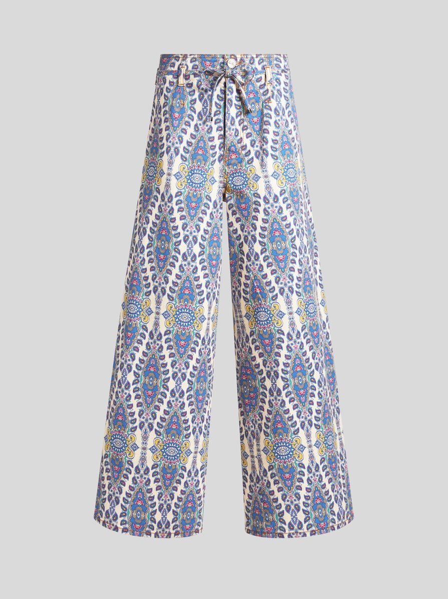 【送料&関税込】Etro Culottes Jeans With Paisley Medallion B CULOTTE JEANS WITH BELT AND MEDALLION/PAISLEY MOTIF | Denim