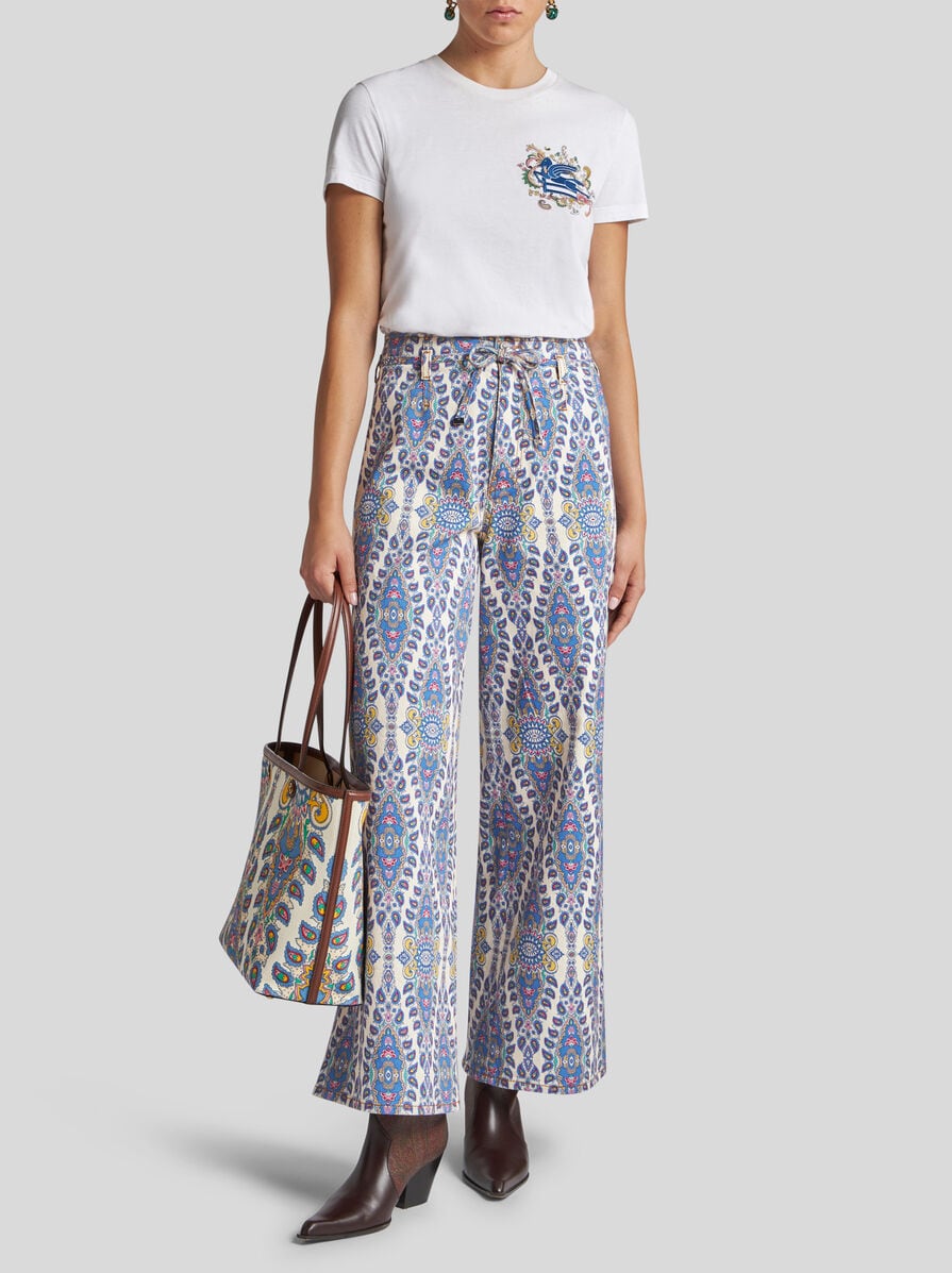 【送料&関税込】Etro Culottes Jeans With Paisley Medallion B CULOTTE JEANS WITH BELT AND MEDALLION/PAISLEY MOTIF | Denim