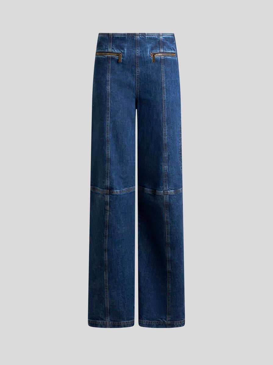 DENIM JEANS WITH EMBROIDERED PEGASO LOGO | Denim | ETRO
