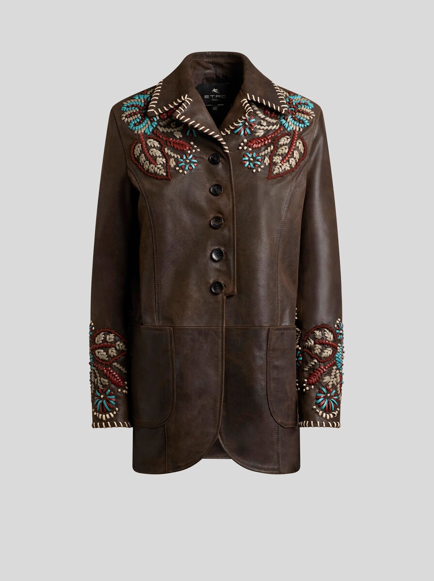 LEATHER JACKET WITH THREADING | Leather Clothing | ETRO