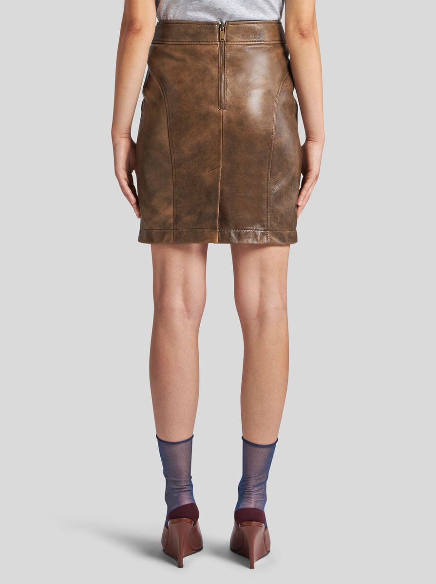 LEATHER SKIRT WITH INLAYS