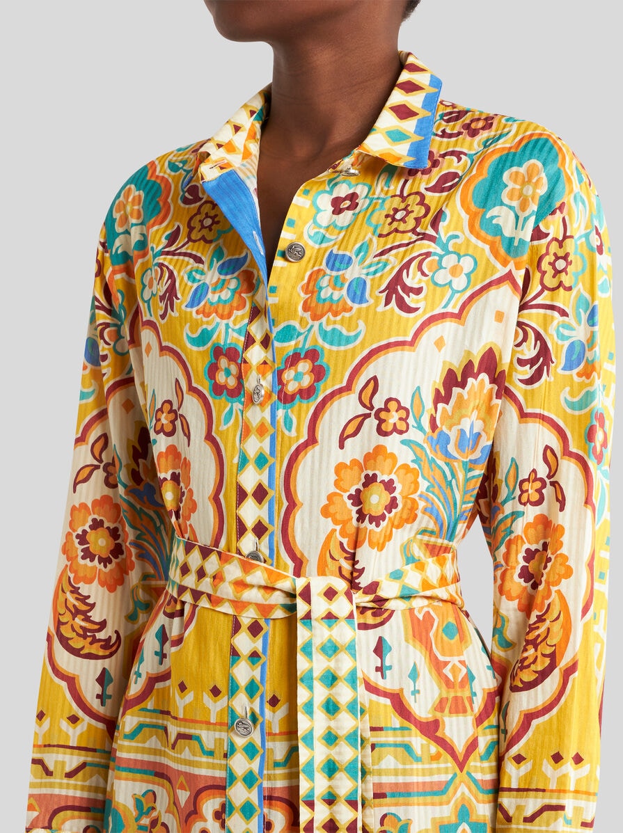【ETRO】コットンシルクドレス ETRO ストライプ コットンシルクシャツドレス ピンク (ETRO