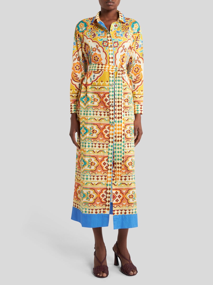 【ETRO】コットンシルクドレス ETRO ストライプ コットンシルクシャツドレス ピンク (ETRO