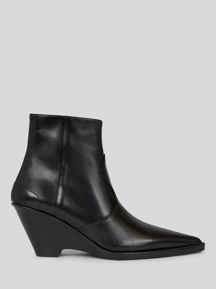 LEATHER ANKLE BOOTS WITH WEDGE HEEL